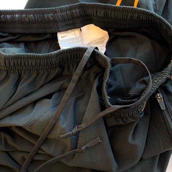 Nike Black Pant Yellow Stripes L drawstring elastic waist zipper pockets & legs - Picture 8 of 8